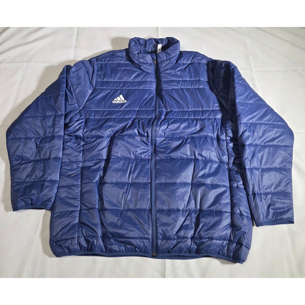 Adidas Men's 2XL Blue Puffer Jacket Full Zip Lightweight Insulated Coat XXL